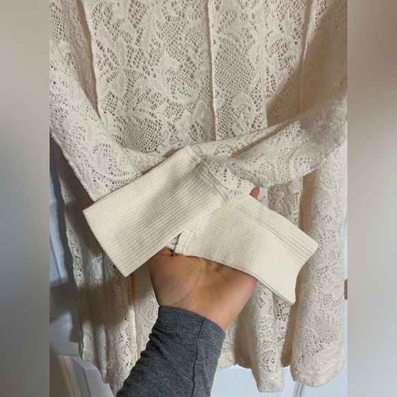 Free People Cream Lace Boho Long Sleeve Cowgirl Western Tunic Size Small - Picture 5 of 8
